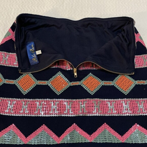 Francescas Blue Rain Sequin Mini Skirt Disco Womens Small Zip Party Club Baddie - Picture 4 of 9